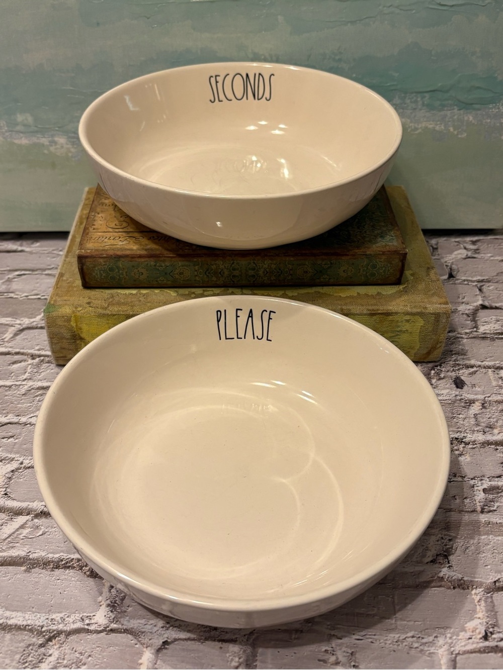 Rae Dunn "Seconds Please"  Bowls in Cream – Set of 2